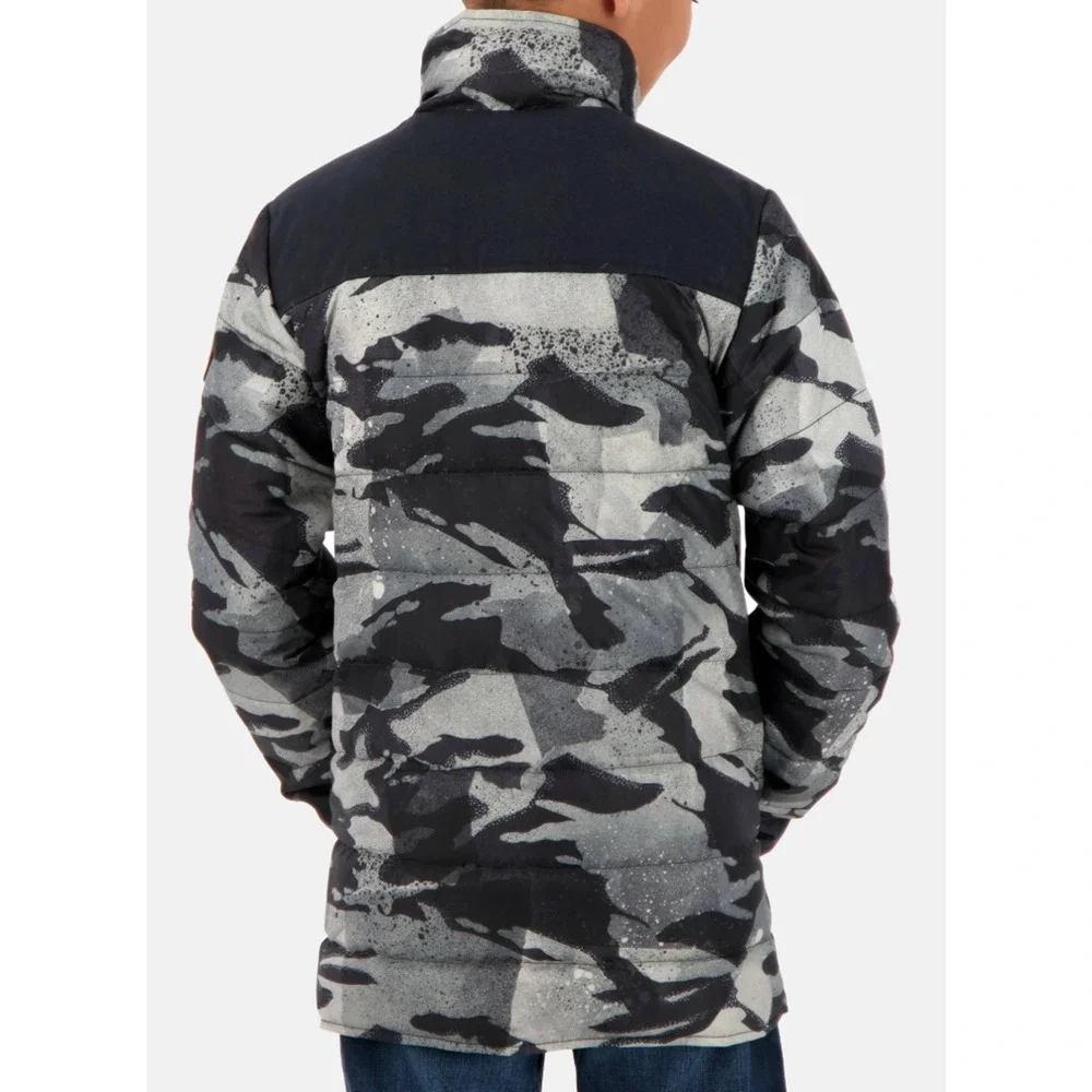 NEW OBERMEYER BOY'S BLACK ROGUE CAMO BENNETT DOWN JACKET COAT SZ LARGE L